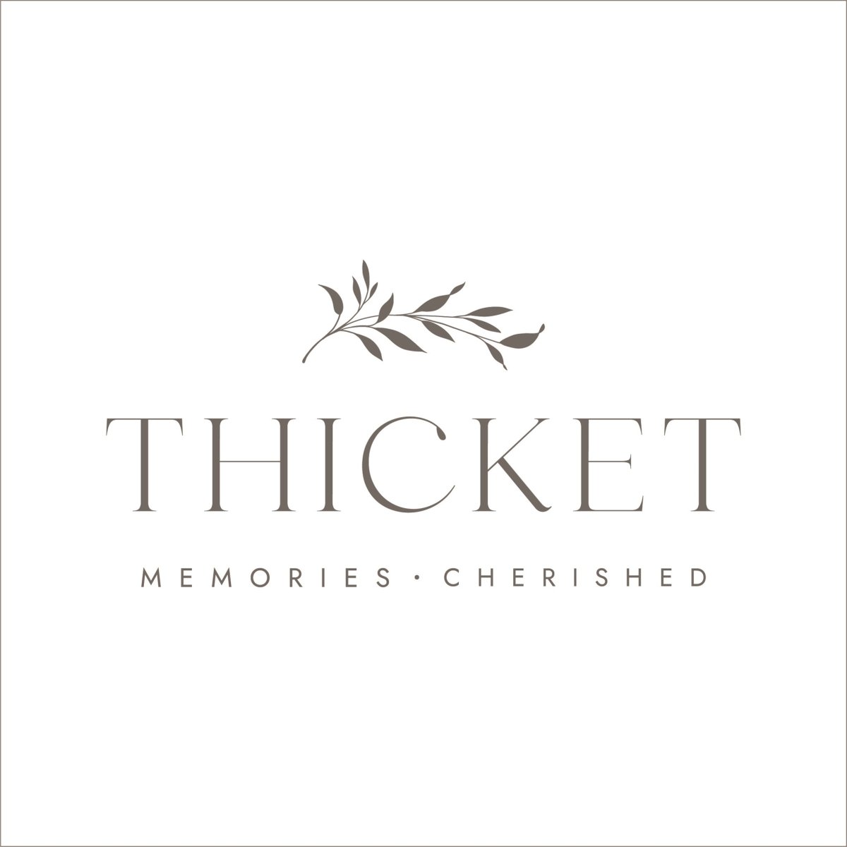 Logo for 'Thicket' with decorative elements on a white background