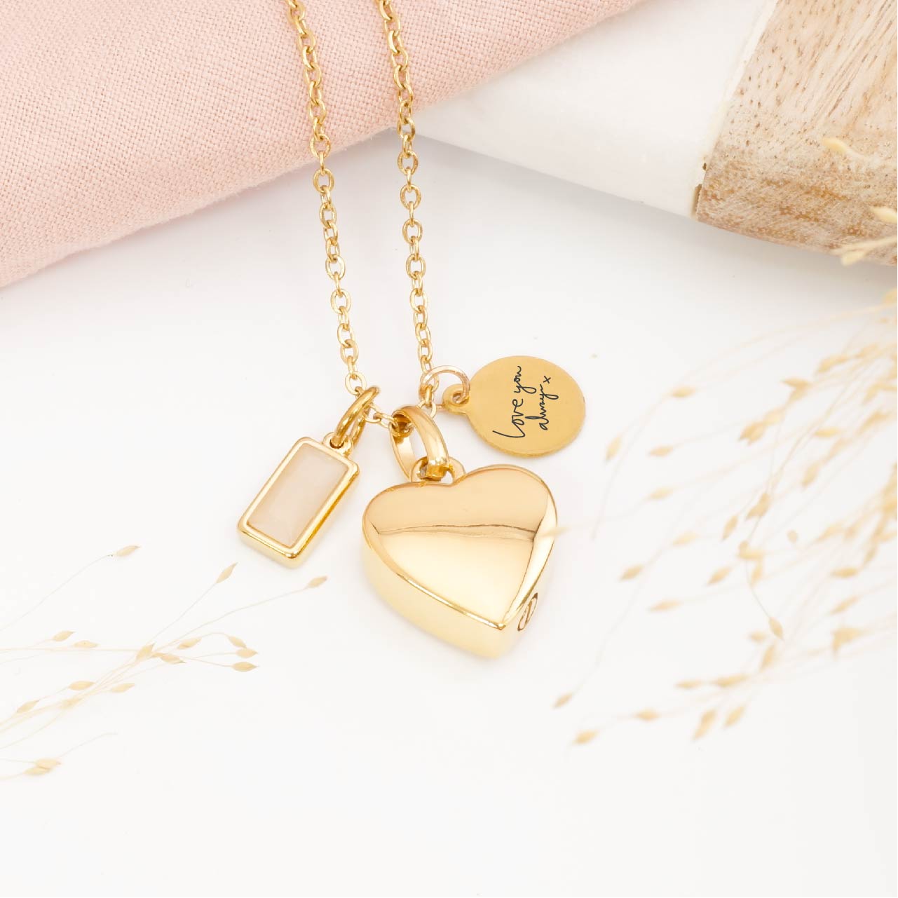 Personalised Heart Cremation Necklace with Fingerprint Engraving Tag
