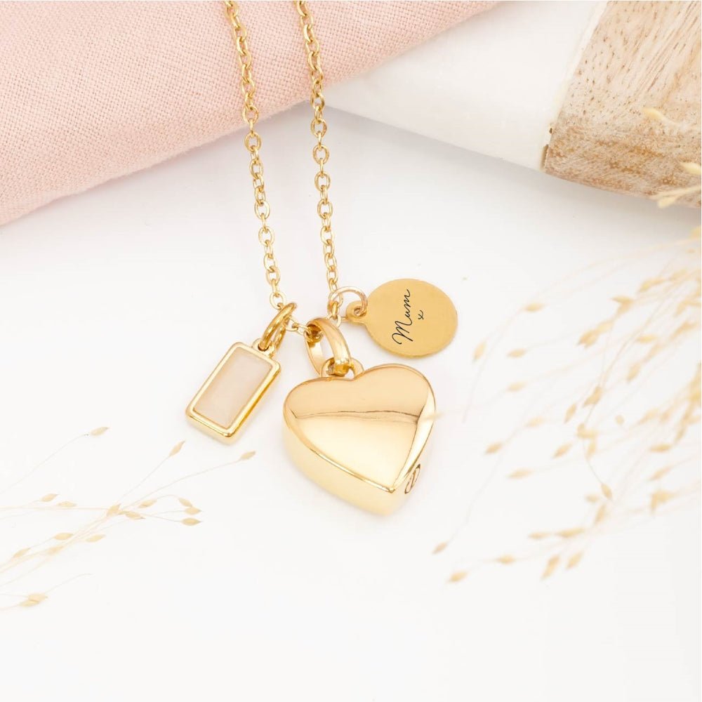 Personalised heart memorial necklace – memorial jewellery for ashes, sympathy gift for grieving parents