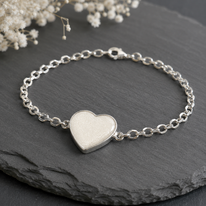 Silver Cremation Ashes Heart Chain Bracelet