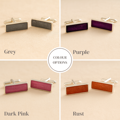 Silver Memorial Ashes Rectangle Cremation Cufflinks