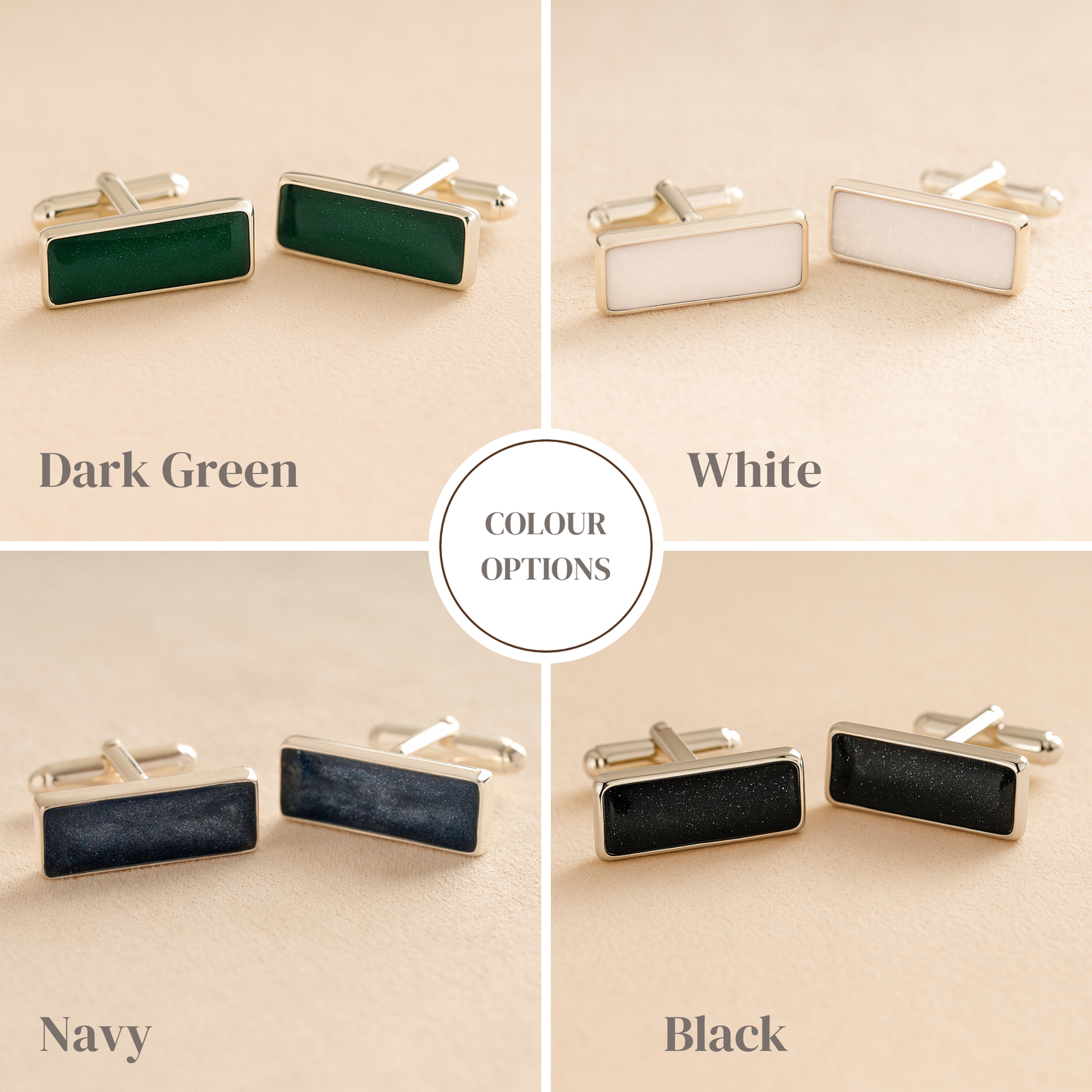 Silver Memorial Ashes Rectangle Cremation Cufflinks