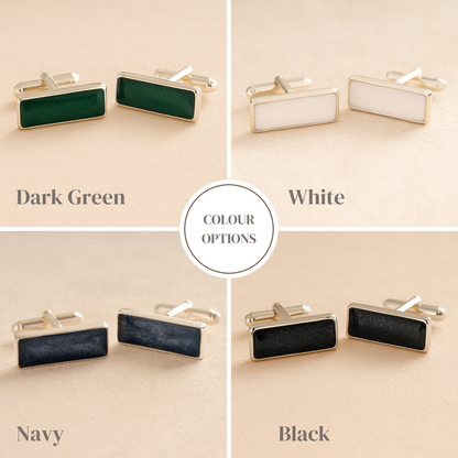 Silver Memorial Ashes Rectangle Cremation Cufflinks