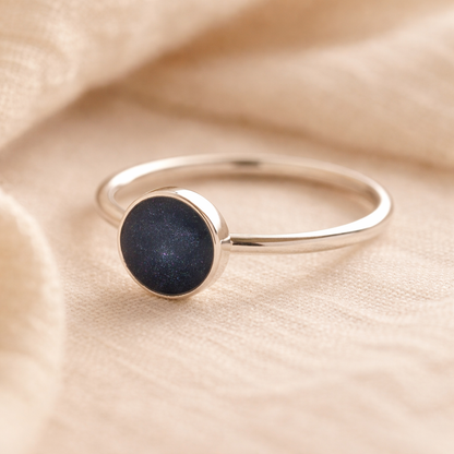 Silver ashes ring for women. Made in the UK and created with ashes, fur or hair. Sterling silver and tracked postage.