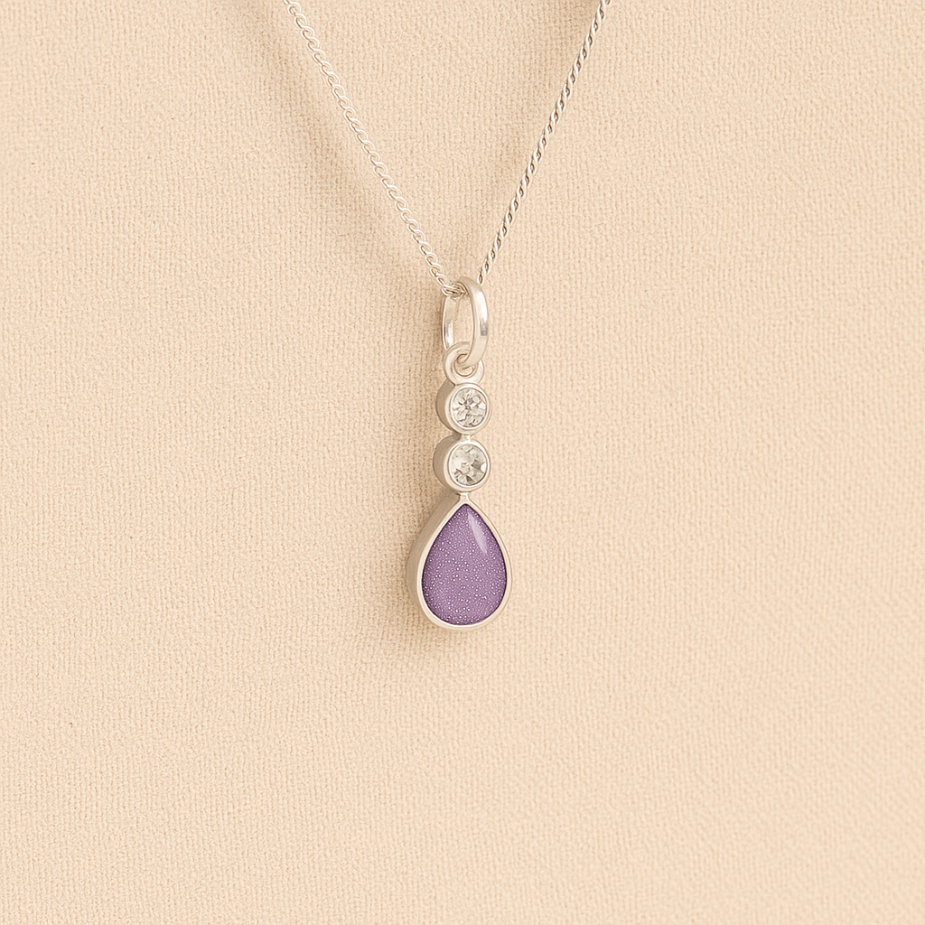 Sterling Silver Crystal Teardrop Ashes Necklace