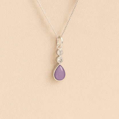 Sterling Silver Crystal Teardrop Ashes Necklace