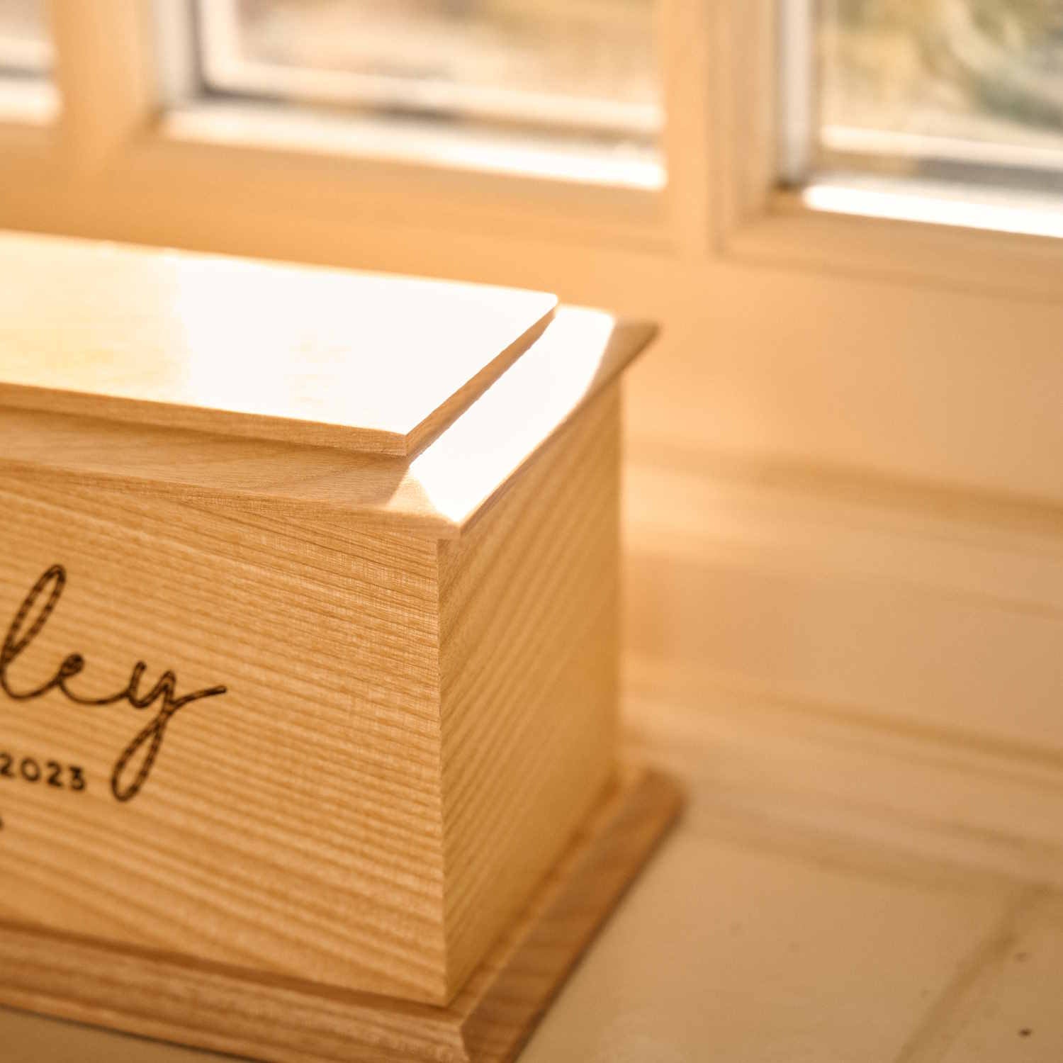 Custom engraved pet memorial urn for dog or cat ashes