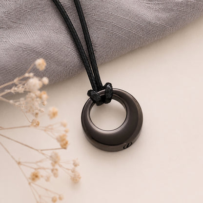 Black Men’s Eternity Cremation Necklace in Stainless Steel