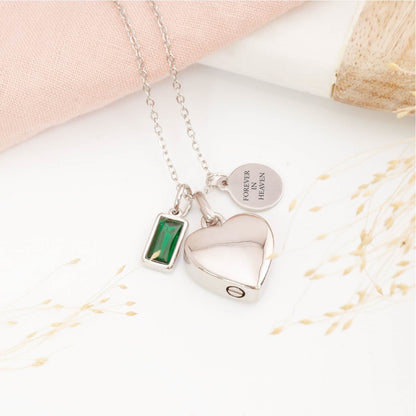 Heart memorial pendant with birthstone – meaningful remembrance necklace for baby loss or parent loss