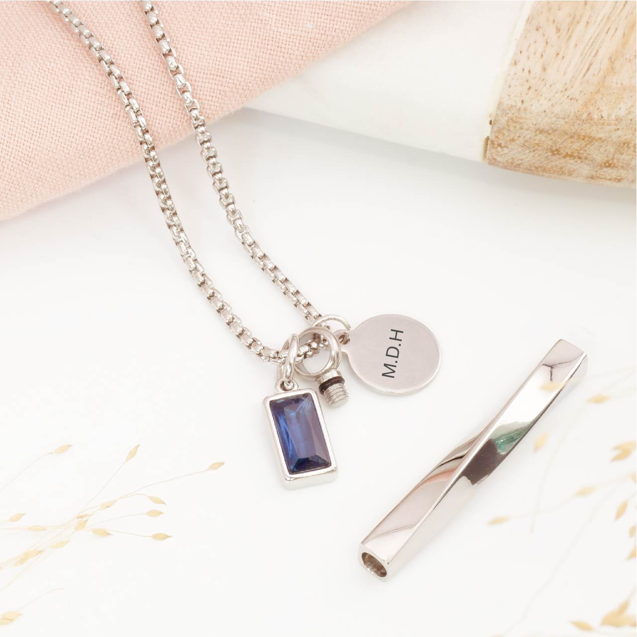 Personalised men's cremation necklace – memorial jewellery for ashes, sympathy gift for grieving parents