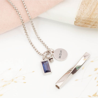 Personalised men's cremation necklace – memorial jewellery for ashes, sympathy gift for grieving parents