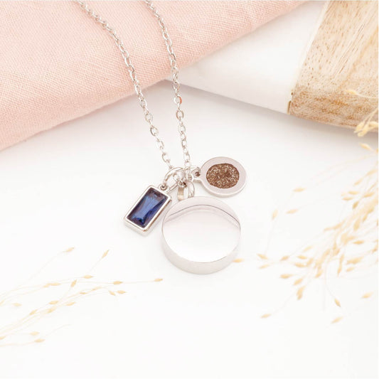 Personalised Cremation Necklace with Fingerprint Engraving Tag