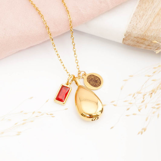 Personalised Teardrop Cremation Necklace with Fingerprint Engraving Tag