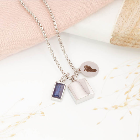Personalised Mens Cremation Necklace with Fingerprint Engraving