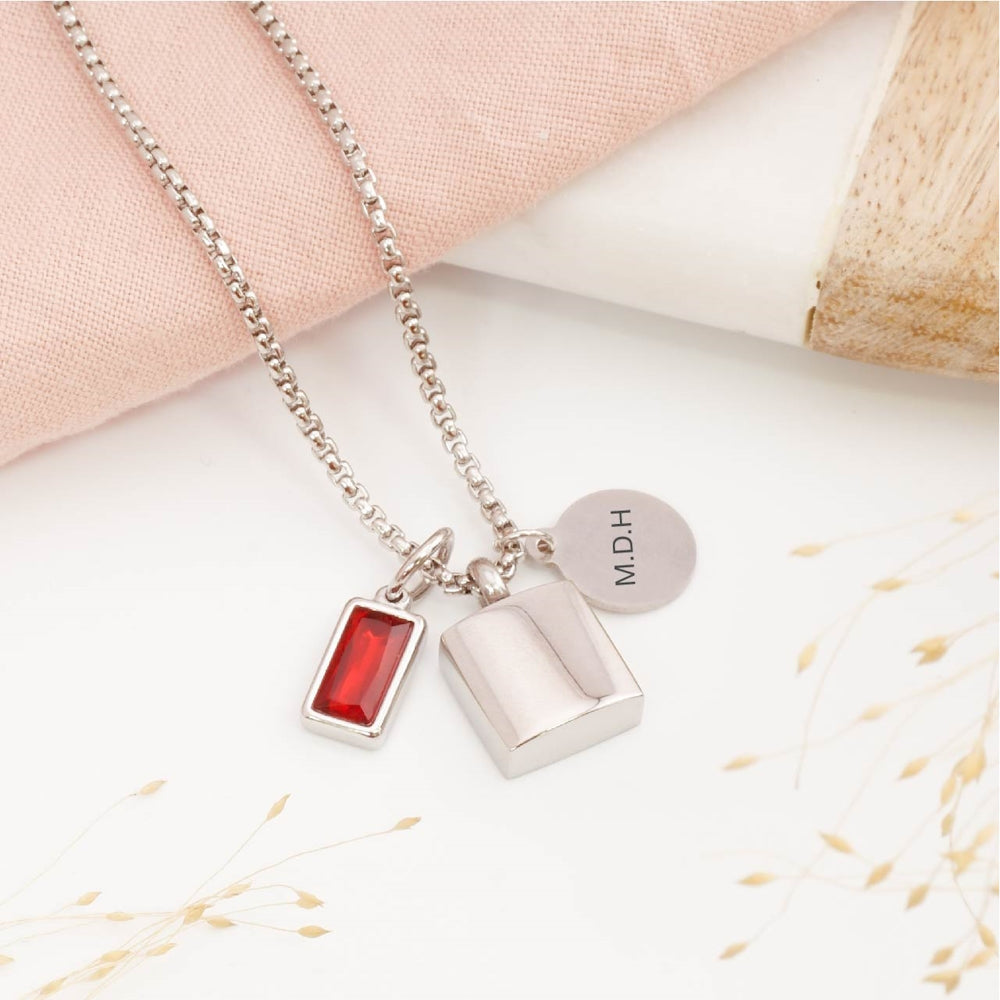 Personalised men's square ashes necklace – sympathy jewellery gift for loss of a husband or father