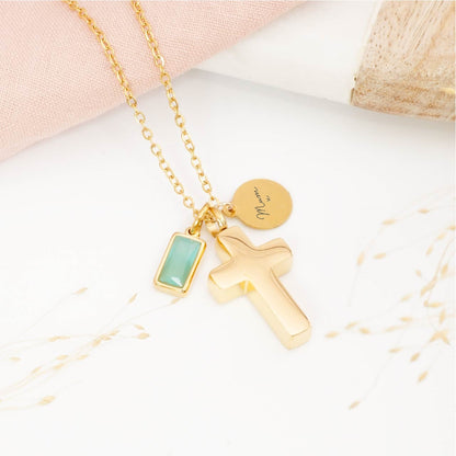Personalised cross cremation necklace – memorial jewellery for ashes, sympathy gift for grieving parents