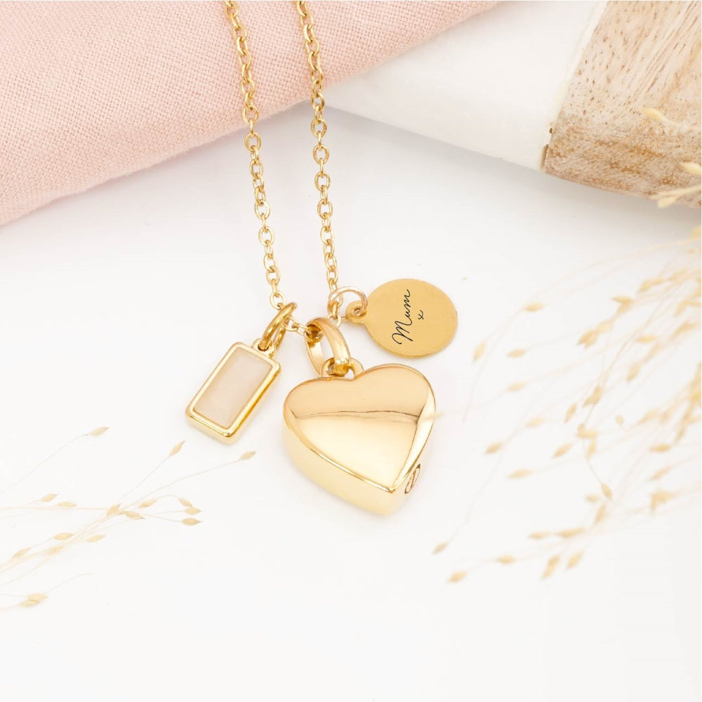 Personalised heart cremation necklace – memorial jewellery for ashes, sympathy gift for grieving parents
