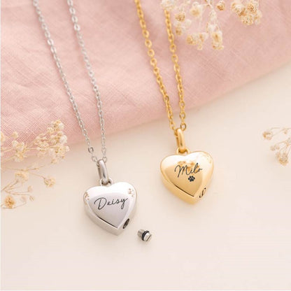 Personalised heart-shaped pet memorial pendant loss of pet gift