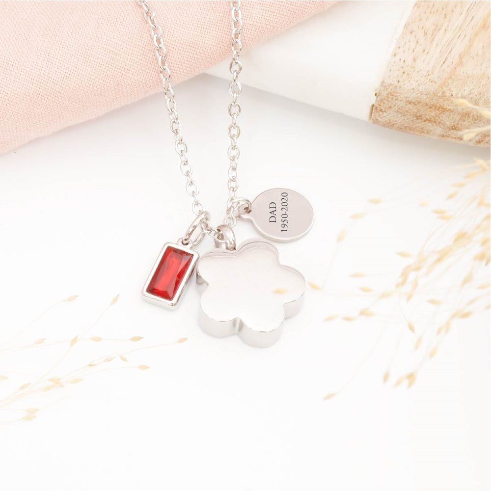 Floral memorial pendant with birthstone – meaningful remembrance necklace for baby loss or parent loss