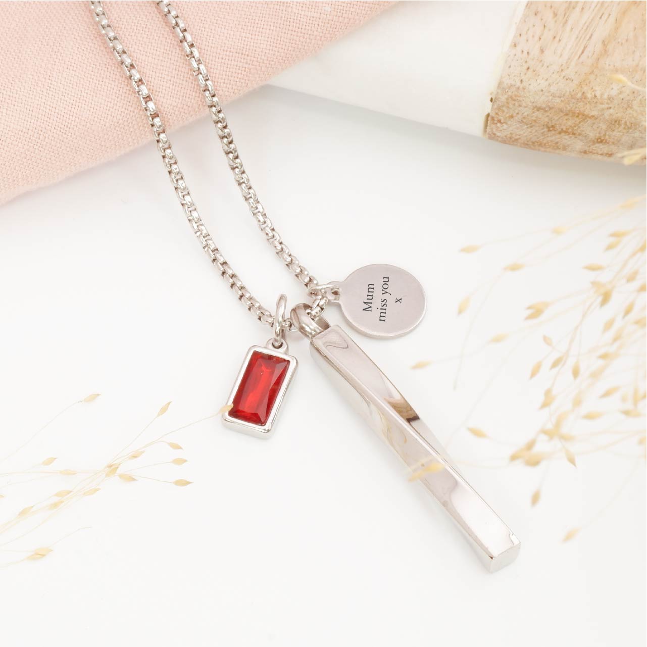 Personalised men's ashes necklace – sympathy jewellery gift for loss of a husband or father