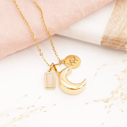 Moon memorial pendant with birthstone – meaningful remembrance necklace for baby loss or parent loss