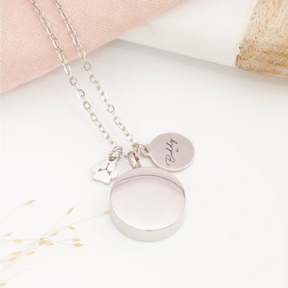 Pet paw memorial pendant with engraved tag – meaningful remembrance necklace for loss of a beloved pet