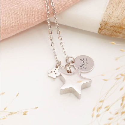 Personalised Star pet memorial pendant with engraved tag – meaningful remembrance necklace for loss of a beloved pet