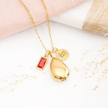 Personalised teardrop cremation necklace – memorial jewellery for ashes, sympathy gift for grieving parents