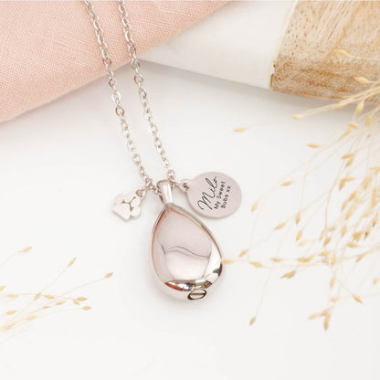 Teardrop pet memorial pendant with custom engraving – keepsake necklace for preserving pet ashes
