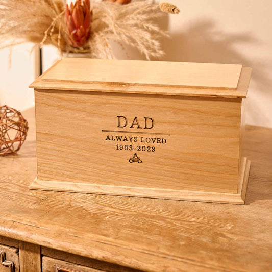 Personalised ash wood cremation urn for human ashes – custom engraved wooden urn