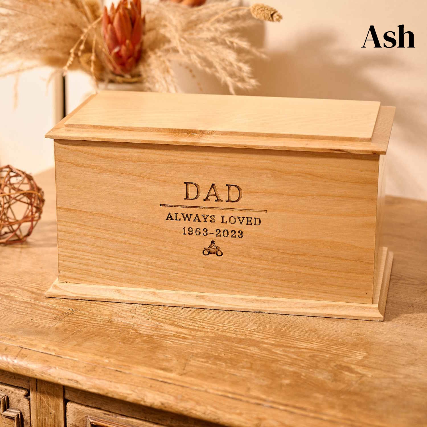 Handcrafted ash urn with custom engraving for human ashes – memorial ashes keepsake