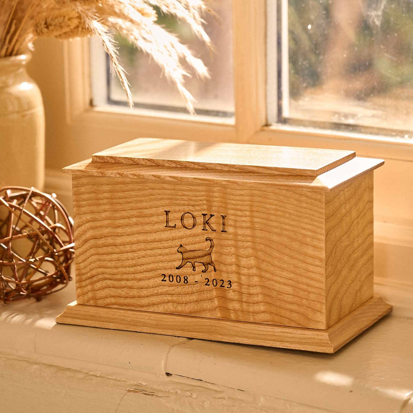Handcrafted ash pet urn with custom engraving – memorial ashes keepsake