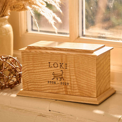 Handcrafted ash pet urn with custom engraving – memorial ashes keepsake