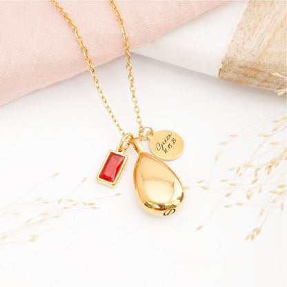 Personalised teardrop cremation necklace – memorial jewellery for ashes, sympathy gift for grieving parents