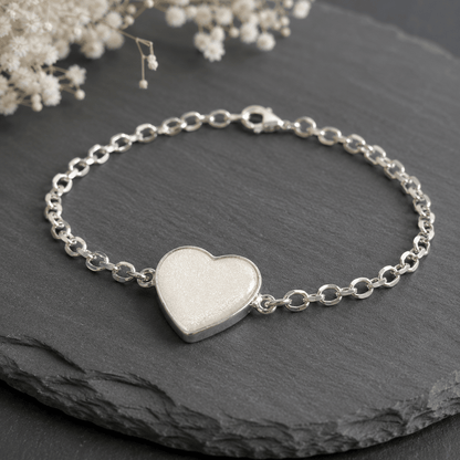 Silver Cremation Ashes Heart Chain Bracelet - Memorial Jewellery
