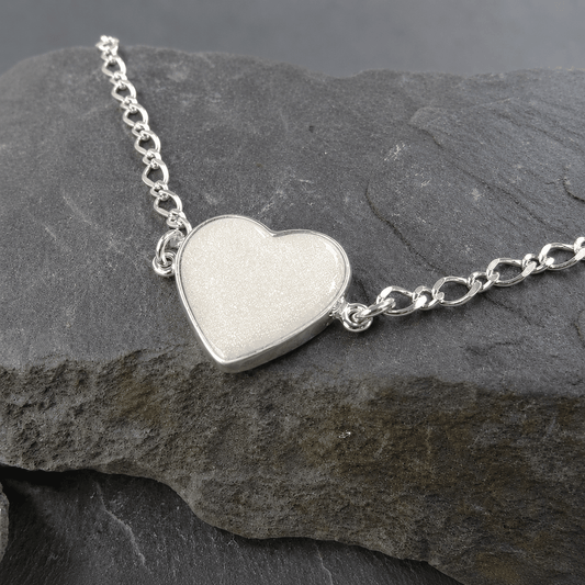 Silver Cremation Ashes Heart Chain Bracelet - Memorial Jewellery