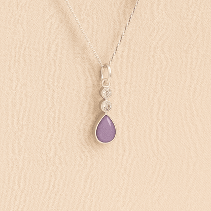Sterling Silver Crystal Teardrop Ashes Necklace - Memorial Jewellery