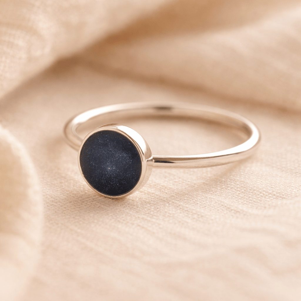 Silver ashes ring for women. Made in the UK and created with ashes, fur or hair. Sterling silver and tracked postage.