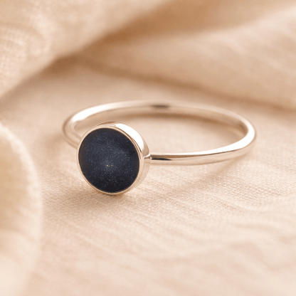 Silver ashes ring for women. Made in the UK and created with ashes, fur or hair. Sterling silver and tracked postage.