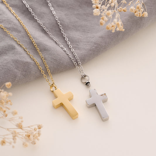 Faithful Memorial Necklace for Ashes in silver and gold