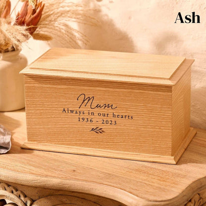 Handcrafted ash urn with custom floral design for women – memorial ashes keepsake